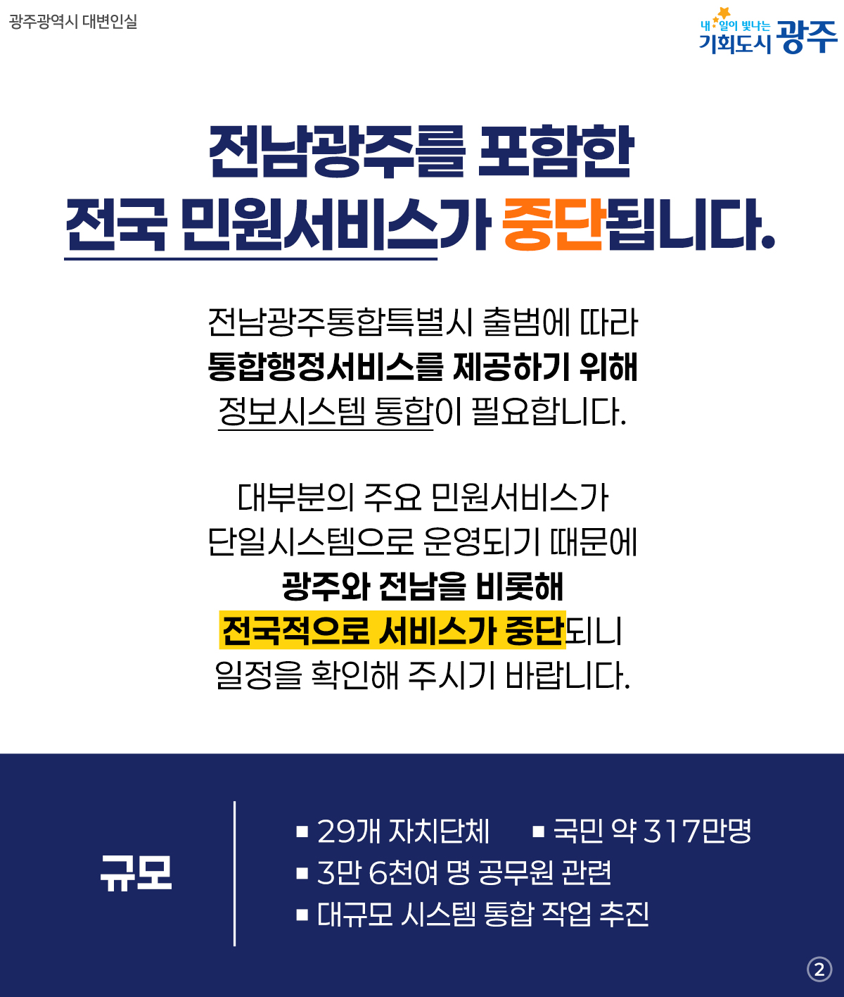 통합특별시 출범 D-Day, 광주시 시스템 통합 ‘비상’