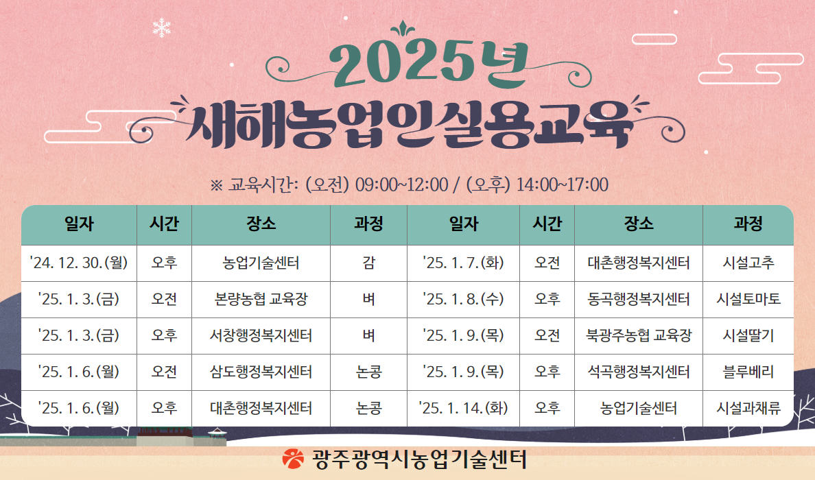 [12.20] 광주농업기술센터, 농업인 새해 영농설계 교육